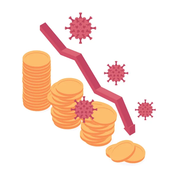 Coronavirus crisi economica e finanziaria isometrico vettoriale illustrazione . — Vettoriale Stock