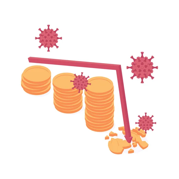 Coronavirus crisi economica e finanziaria isometrico vettoriale illustrazione . — Vettoriale Stock