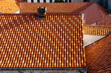 Dubrovnik, Hırvatistan'daki evlerin çatı Üstten Görünüm
