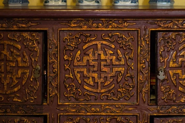 El patrón antiguo de madera de asia en los muebles —  Fotos de Stock