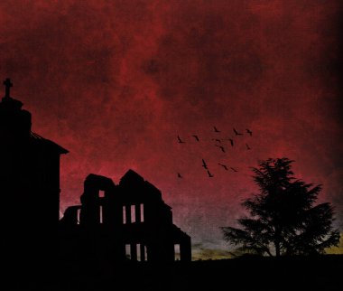 Terk edilmiş Spooky gece karanlığında oluşturmak
