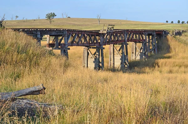 Ancien Pont Ferroviaire Bois Abandonné Sur Cunningar Road Près Boorowa — Photo