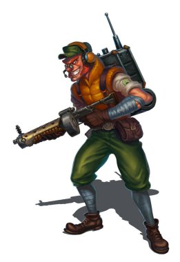 İzci subayı. Bilgisayar karakteri konsepti. komik çizgi film karakteri