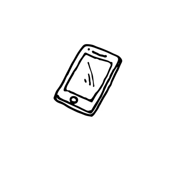 Telefon Handgezeichnet Tuschezeichnung Einfaches Vektorsymbol Isoliert Auf Weißem Hintergrund — Stockvektor