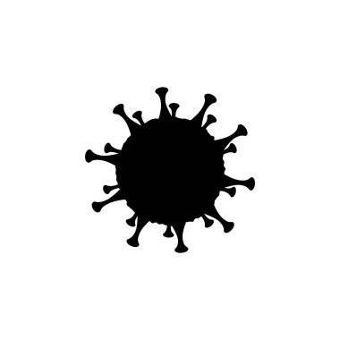 Virüs molekül silueti. Coronavirus simgesi işareti. Beyaz arkaplanda izole edilmiş stok vektör illüstrasyonu.