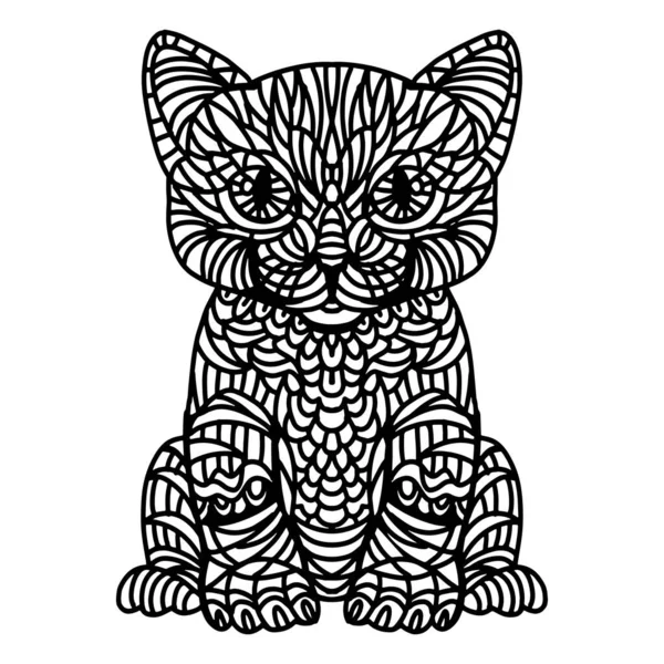 Katzenporträt Stilisiert Handgezeichnet Linienkunst Schwarz Weiß Doodle Illustration Design Für — Stockvektor