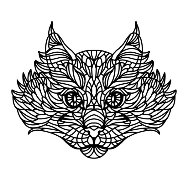 Retrato Gato Estilizado Dibujado Mano Diseño Ilustración Garabatos Blanco Negro — Vector de stock