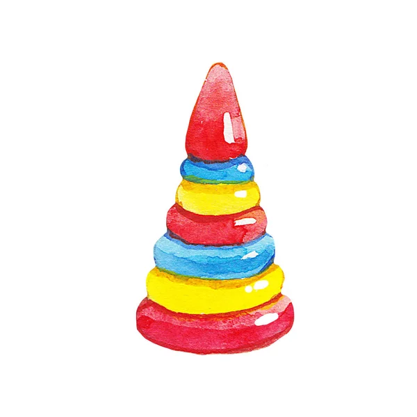 Kinder Spielzeug Pyramide Bunte Kunststoff Ring Turm Für Baby Spiel — Stockfoto