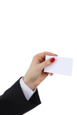Ofiste iş kart veren kadın el
