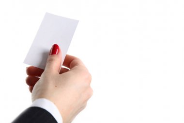 Ofiste iş kart veren kadın el