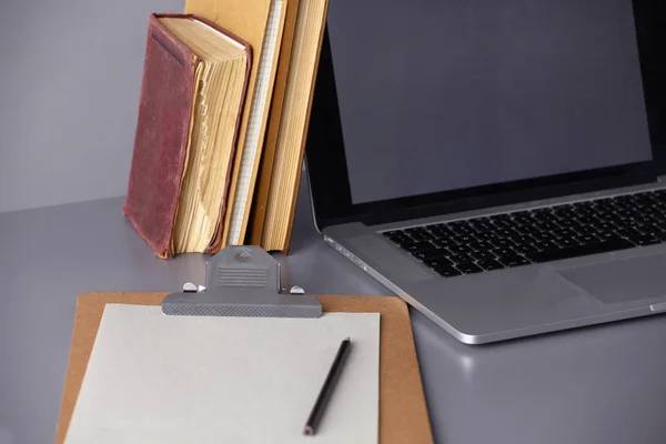 Workspace with computer and documents in office — Stock Photo, Image