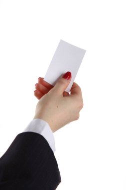 Ofiste iş kart veren kadın el
