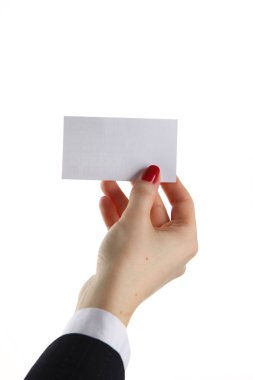 Ofiste iş kart veren kadın el