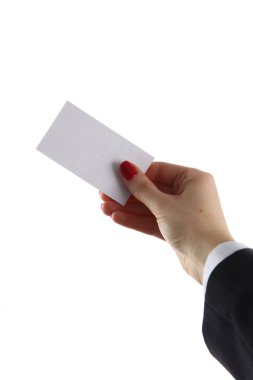 Ofiste iş kart veren kadın el