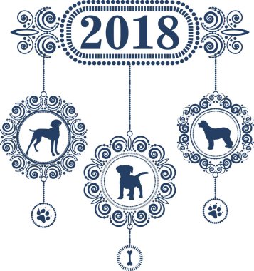 Kar taneleri yıl köpek simgesiyle