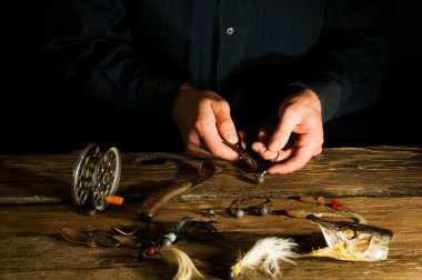 Balık tutma yemler eski vintage atölye hazırlanması