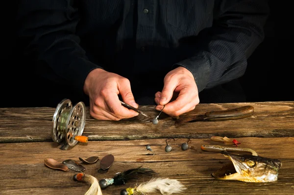 Balık tutma yemler eski vintage atölye hazırlanması