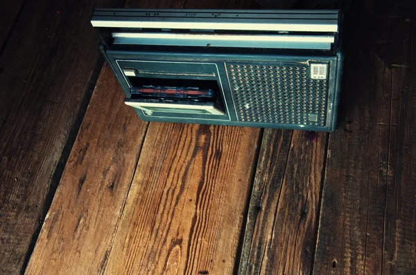 Old radio and cassette. Copyspace