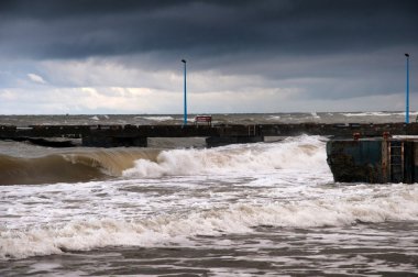 Baltık Denizi'nin kıyısında. Pier