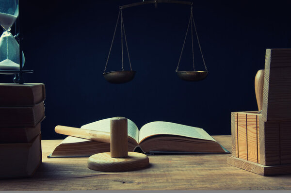 Desk of judge issuing the verdict