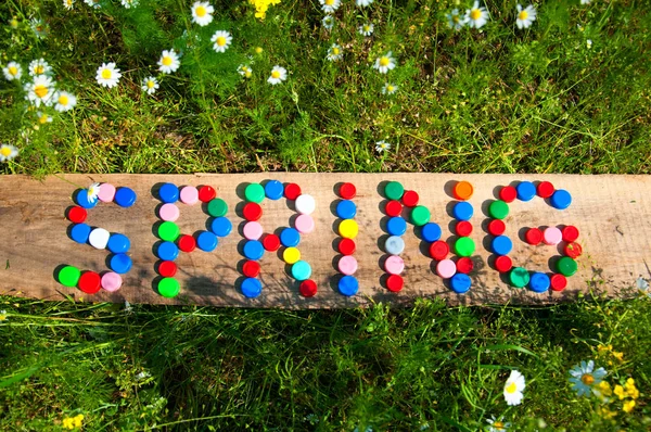 SPRING made of plastic caps — Stock Photo, Image