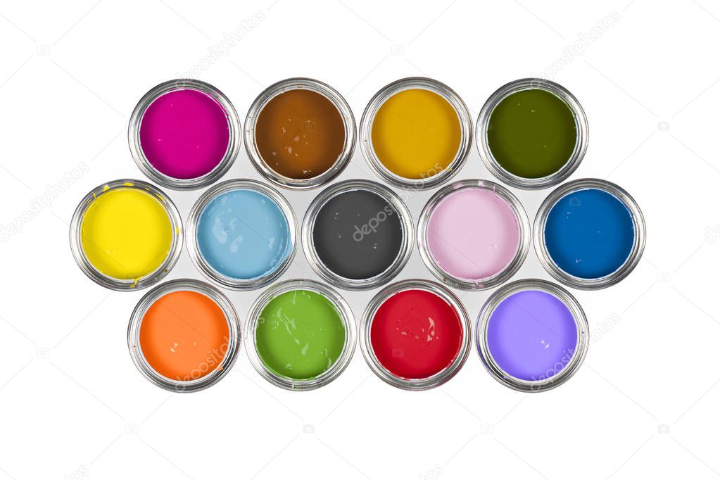 13 paint pots in assorted colours