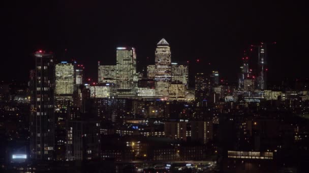 Londyn Canary Wharf Nocy — Wideo stockowe