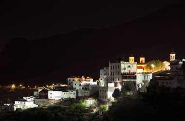 Gran Canaria, İspanya gece köyde Tejeda