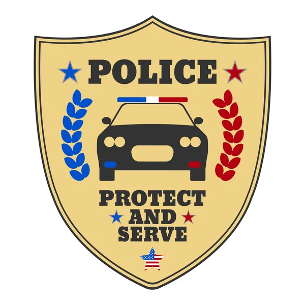 Polis işareti. Polis logo ve afiş. Polis ekipman simgeler unsurları. Korumak ve hizmet etmek etiket. Vektör çizim — Stok Vektör
