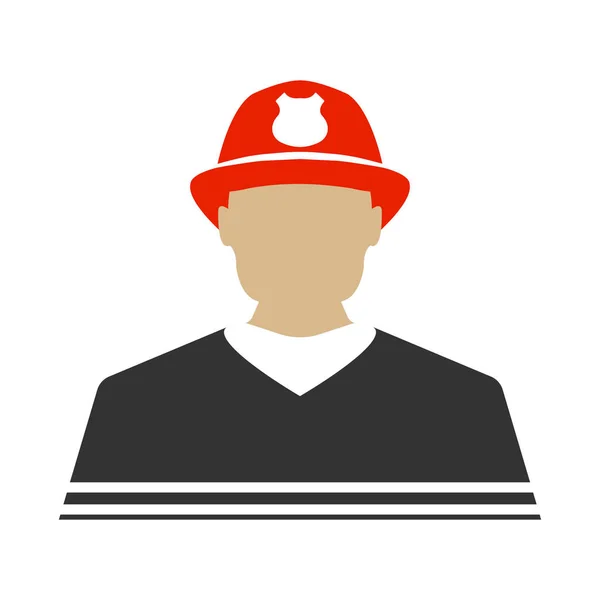 Icono plano de bombero. Proteger y servir la etiqueta. Ilustración vectorial — Vector de stock