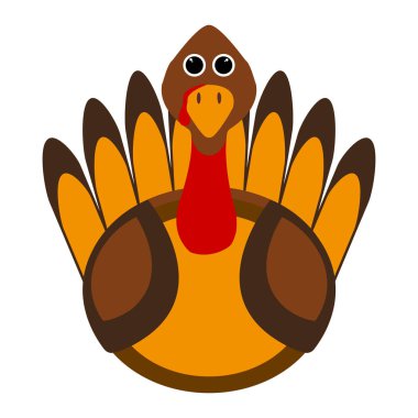 Mutlu Şükran günü etiket. Beyaz zemin üzerine Türkiye kuş. Türkiye'de izole işareti ve logosu. Vektör çizim