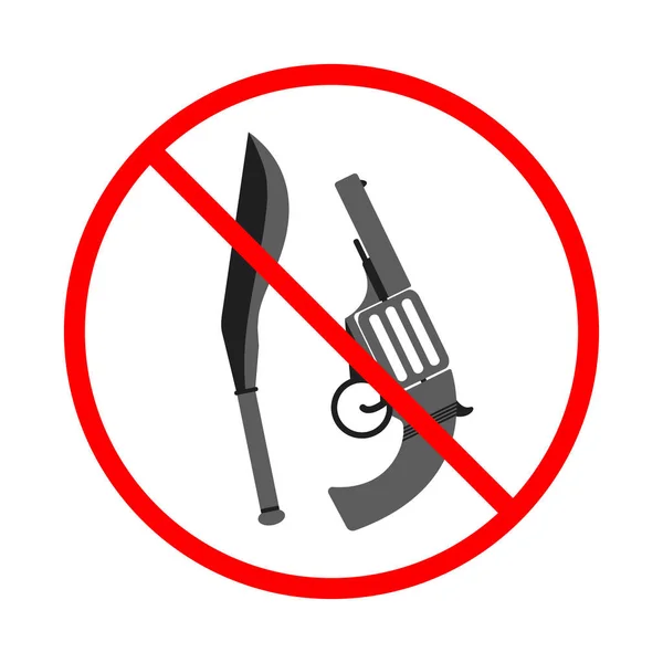 Não há sinal e símbolo de arma e faca. Ícone proibido de armas. Ilustração vetorial — Vetor de Stock