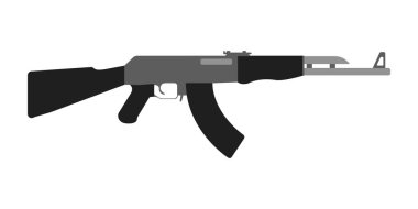 Modern silah tüfek. Düz stil ekipman. İzole silah ve araçlar. Vektör çizim.