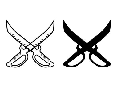 Korsan hançer silah vektör. Düz stil ekipman. İzole silah ve araçlar. Vektör çizim.