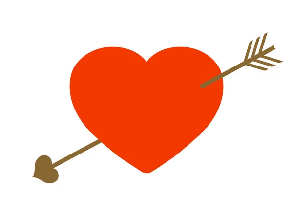 Símbolo de amor con icono de corazón y flecha. Ilustración vectorial plana aislada — Vector de stock