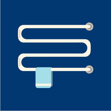 Isıtmalı havlu demiryolu mavi arka plan düz simgesi. Vektör çizim