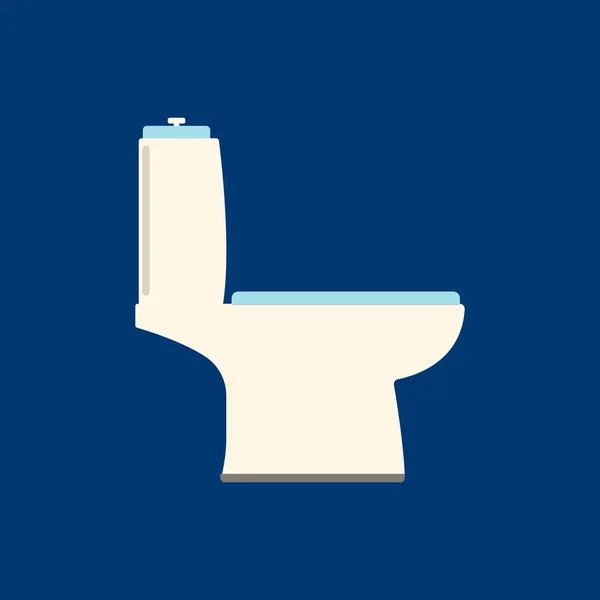 Icône plate de toilette sur fond bleu. Illustration vectorielle — Image vectorielle