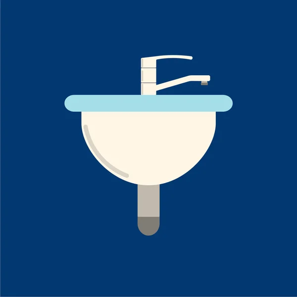 Sink ícone plano no fundo azul. Ilustração vetorial . —  Vetores de Stock