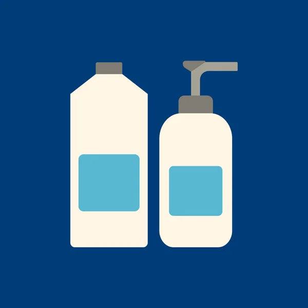 Şampuan ve sabun düz simgesi mavi arka plan. Vektör çizim. — Stok Vektör