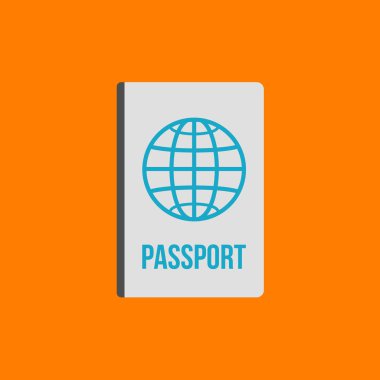 Pasaport düz simgesi, işaret ve sembolü. Vektör çizim