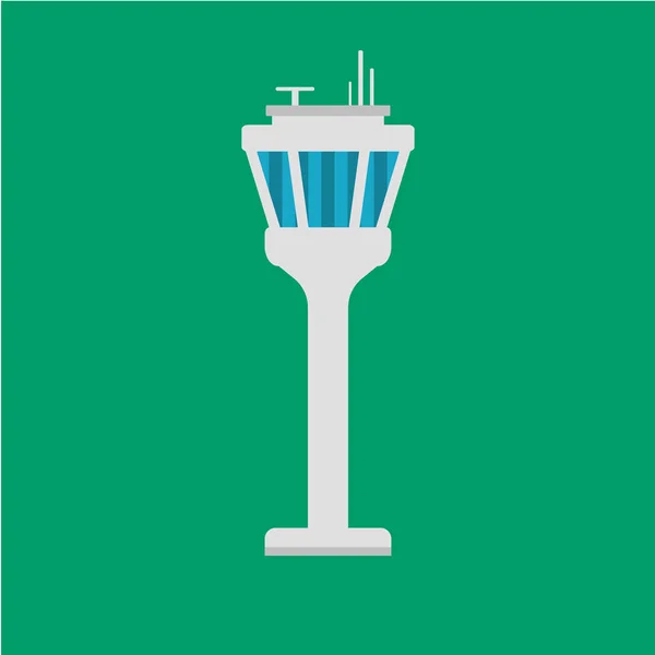 Flughafenverkehrskontrollturm flaches Symbol, Zeichen und Symbol. Vektorillustration — Stockvektor