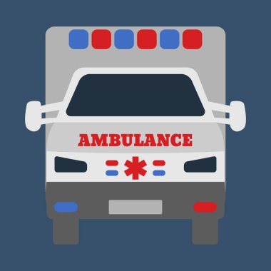 Ambulans araba. Tıbbi nesne düz simgesi. Vektör çizim.