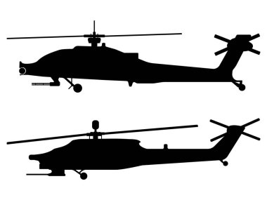 Helikopter siluet. Askeri teçhizat simgesi. Vektör çizim