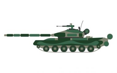 Tank karikatür. Askeri teçhizat simgesi. Vektör çizim