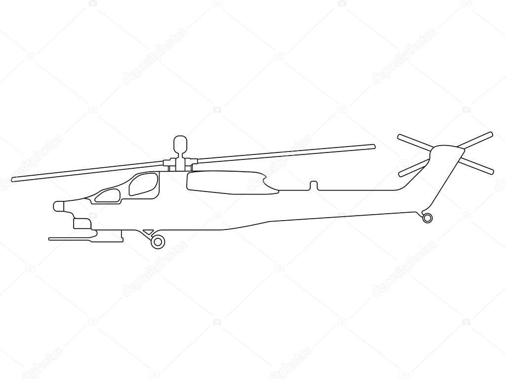 Helicopter outline. Military equipment icon. Vector illustration