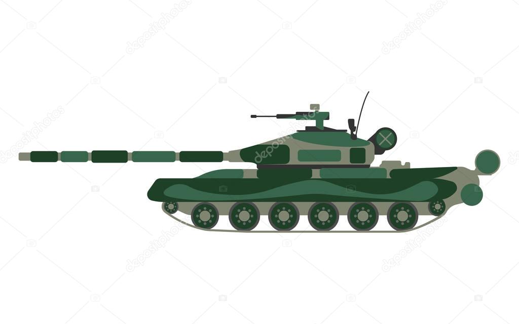Tank cartoon. Military equipment icon. Vector illustration.