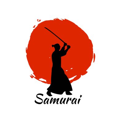 Japon Samurai Warriors siluet. Vektör çizim.