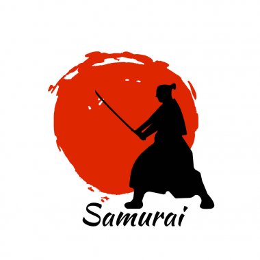 Japon Samurai Warriors siluet. Vektör çizim.