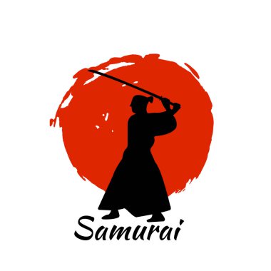 Japon Samurai Warriors siluet. Vektör çizim.