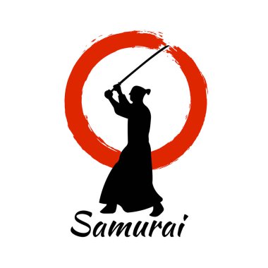 Japon Samurai Warriors siluet. Vektör çizim.